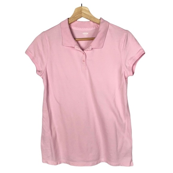 Old Navy Light Pink Cotton Polo Uniform Short Sleeve Top XXL 16/18 - Picture 1 of 3